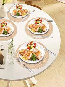1/4/6/12pcs Bohemian Woven Round Placemats, Solid Color Crochet Lace Anti-Slip Mats For Home Kitchen, Decor For Bowls, Plates, Cups, Suitable For Holiday Party, Birthday, Wedding (Multiple Colors) - Beige - View 6