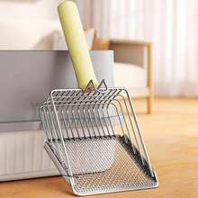 1pc Stainless Steel Cat Litter Scoop, Cat, Hamster, Rabbit, Guinea Pig, Toilet Broom Accessories, Pet Professional Cleaning Tools, Fecal Spoon, Small Hole Bentonite Mineral Sand, Chicken Manure Shovel, Filter Shovel, Easy To Clean Reptile Glass Container, Sand Garbage, Beach Shovel, Pet Supplies - Red and White - View 7