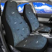 Skull Mushroom Print Car Front Seat Covers,Universal Car Seat Cushion Set,Suitable For Cars, SUVs, And Trucks,Perfect For Holiday Gift Or Special Occasion Present. - 銀河蝙蝠 - 查看 8