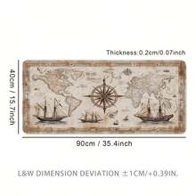 Extra-Large Gaming Mouse Pad - Extended Version, Thick, Non-Slip Rubber Desk Mat, Precision Stitched Edges, Washable - White Nautical Design - A - View 2