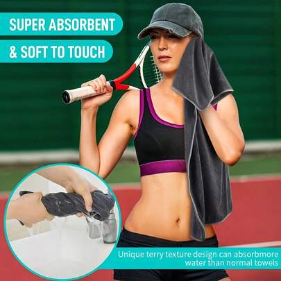 1条超细纤维家用毛巾，健身毛巾，运动吸汗毛巾，超柔软吸水毛巾：速干、高吸水性、超柔软，适用于健身、瑜伽、高尔夫、露营等活动，也可作为礼物赠送。
