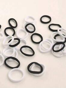 100 Pcs Jar Basic High Elastic Hair Ties Ponytail Holders For Girls - Black and White - View 3