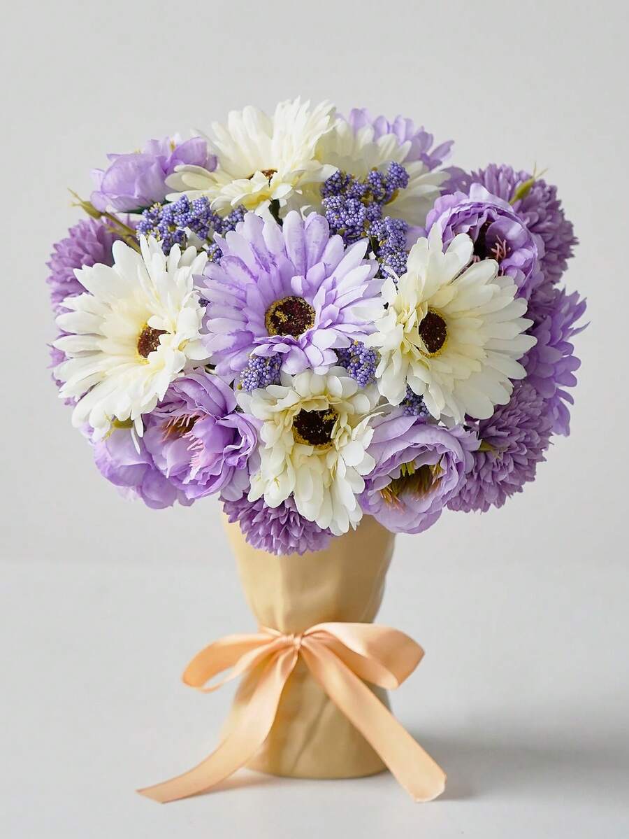 1支/3支装人造花蒲公英牡丹雏菊仿真丝花束婚礼新娘捧花餐桌摆件家居办公室浴室农舍厨房餐厅装饰 - 紫羅蘭色 - 查看 1