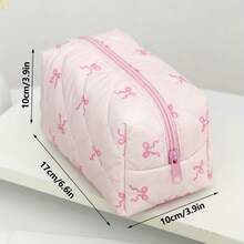 1 buah Tas Kosmetik Segi Delapan Kecil, Motif Pita, Desain Segi Delapan, Portabel, Dapat Memuat Lipstik, Bedak Padat, Lip Gloss, Perlengkapan Makeup, Tas Makeup Portabel Pita Merah Muda, Penyimpanan di Rumah, Perjalanan, Perlengkapan Sekolah - Tas kosmetik dan rias wajah - View 7