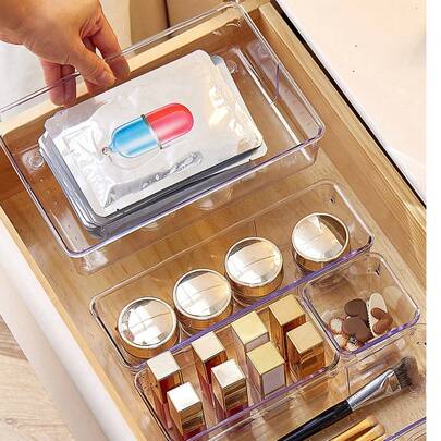 1 hộp đựng đồ trang điểm dạng ngăn kéo trong suốt, hộp đựng mỹ phẩm trang điểm để bàn, hộp phân loại sản phẩm chăm sóc da, hộp đựng nước hoa, son môi, chì kẻ mày.