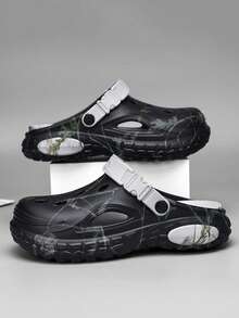 Sandalias perforadas transpirables, adecuadas para adolescentes, deportes al aire libre, antideslizantes, de secado rápido, de moda para hombres en verano - negro y gris - Ver 5