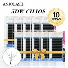 Kit Of 10 Boxes Of W-Shaped 5D 0.07D Pre-Made Eyelashes | Volume Fans W-Shaped For Extensions - 黑色 - 查看 1