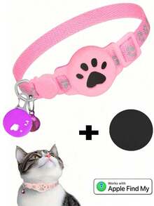 1个可调节反光猫项圈，宠物猫定位项圈，兼容苹果“查找我的追踪器”功能，7-9英寸动物纹反光项圈，可拆卸猫项圈，仅适用于iOS系统，无需App，一键直接使用。 - 彩色 - 查看 15