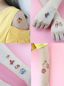 9 Sheets Body Art Temporary Tattoo Stickers, Perfect For Women. Cute And Fun Cartoon Animal Pattern, Waterproof Fake Tattoo, Lasting 2-5 Days. Can Be Used On Fingers, Hands, Arms, Neck, Chest, Waist And Legs. Perfect For Parties, Gifts. Easy To Use And Remove. - Multicolor - View 4