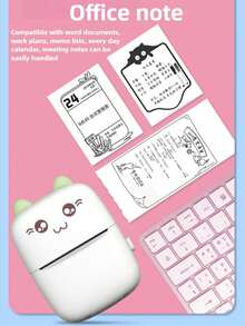 1 pièce Imprimante de poche portable mini, imprimante thermique sans fil, imprimante d'étiquettes pour étiquettes, reçus, photos, notes, imprimante thermique compacte intelligente sans encre, rechargeable par USB - Design mignon de dessin animé, avec batterie 1200 mAh, cadeau réfléchi pour la famille et les amis pour les vacances et les anniversaires - Multicolore-01 - Voir 11