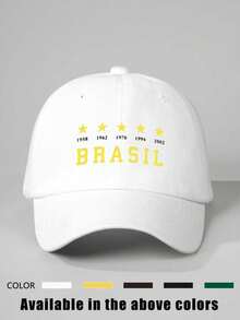 1顶女士印花“巴西”棒球帽，可调节户外防晒休闲帽，适合春秋季旅行海滩度假，男女通用Y2K风格遮阳帽 - 棒球帽 - 查看 5