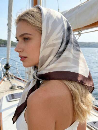 1pc Women's Elegant Retro Leopard Print Thin Square Faux Silk Scarf, Bohemian Vintage Casual Neck Scarf/Shawl, Lightweight And Comfortable, Suitable For Spring/Summer Daily Wear And Outings