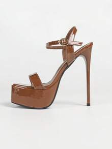 Giày sandal cao gót siêu cao 15cm mùa hè 2026 mới, đế platform, hở mũi, màu nâu cà phê, gợi cảm, thích hợp cho tiệc tùng và trình diễn thời trang. - Nhỏ, màu vàng nâu - Xem 6