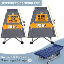 Oversized XXL Adults Folding Sleeping Cot Guest Bed Portable Cots Camping W/ Mat - As Pic - View 5