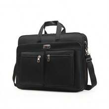 1pc Fashion Versatile New Large Capacity Men's Briefcase, Commuter Laptop Bag - Black - View 4