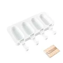 1pc Silicone 4-Cavity Ice Cream Mold, Reusable Popsicle Mold, Easy Release, Suitable For Homemade Ice Pops, DIY Popsicle Mold - White - View 13
