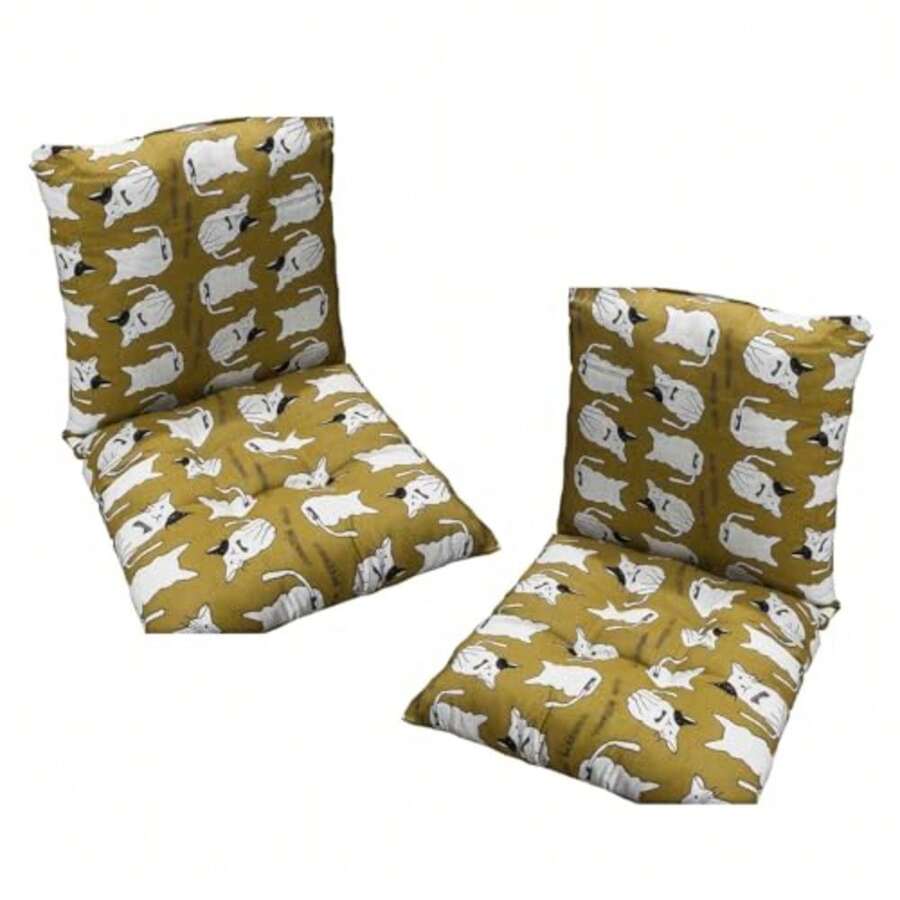 Juego de 2 cojines para silla de jardín para interior y exterior con respaldo extraíble 40 x 80 cm cojín para silla - Antideslizante(c) - Ver 1