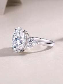Anillo de Moissanita de plata de ley 925, hipoalergénico, anillo de compromiso/boda, diseño minimalista, uso diario versátil, regalo para el Día de San Valentín, cumpleaños, boda, viene con caja de regalo y certificado - Plateado - Ver 7