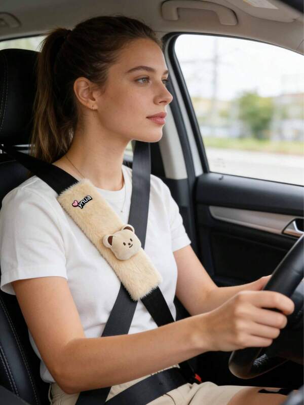 Leuke autogordelhoes met berenprint, schouderbeschermer, nekbeschermer, geschikt voor bestuurders, moeders, vriendinnen, ideaal cadeau