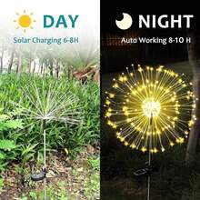 420 luces solares LED tipo fuegos artificiales - 8 modos, activación automática al anochecer, función de memoria, eficiente energéticamente, adecuado para jardín, sendero, fiesta y decoración de boda - Luces de fuegos artificiales montadas en el suelo - Ver 4