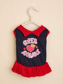 V-Neck Sleeveless Cheerleader Pet Dress, Casual Sports Style For Dogs - Black - View 6