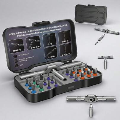 24 In 1 Magnetic Screwdriver Set, DIY Ratchet Mini Screwdriver Set, Removable Self-Assembly Precision Screwdriver Kit, Magnetic DIY Precision Tool Kit For PC Mobile Watch Bicycle