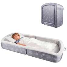 Cama de viaje portátil para niños pequeños con funda lavable plegable para el hogar viajes y camping cuna de espuma suave para dormir para niños de 18 m en adelante sin montaje gris - Gris - Ver 9