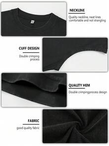 Men's  Printed Vintage Washed Vest,Sleeveless Printed T-Shirt, Featuring A "Jesus With A Crown Of Thorns," Is  Y2K Style Street Fashion Men's Washed Vest, Vintage Design. The Front Features A Cross Adorned With A Crown Of Thorns, While The Back Displays An Artistic Portrait Of Jesus Wearing The Crown. Made From Highly Breathable 100% Cotton, Round Neck Short-Sleeved Casual T-Shirt.This Vest Is Ideal For Easter Celebrations, Church Events, Or Everyday Wear, Adding A Touch Of Religious And Nostalgic Charm To Your Outfit. This Men's Crew Neck Printed Casual Vest Makes A Great Gift For Friends And Family. 100% Cotton T-Shirt, Stylish And Youthful Design. Unisex Graphic Summer Short-Sleeved T-Shirt, Back-To-School Essential | Couple Gift | Holiday Gift | Easter Gift - 黑色 - 查看 5