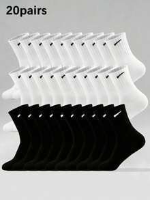 40 chiếc/20 chiếc/2 chiếc tất thể thao cổ cao đến bắp chân dành cho cả nam và nữ - Mềm mại và thoải mái, thấm hút mồ hôi, phù hợp cho đi làm hàng ngày, công sở, hoạt động ngoài trời, mọi mùa. - Đen và trắng - Xem 10