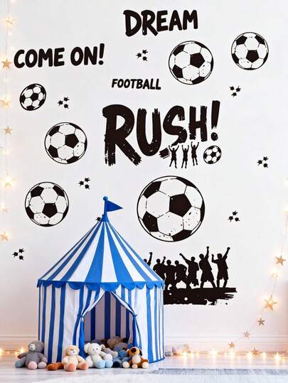 1pc - Wall Decal - [Football, Piano Height Sticker] Decorative Wall Sticker For Boys' Room, Nursery, Girls' Room, Living Room, Bedroom, Window - Cute Creative Wall Art Decor For Children's Room