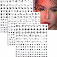 825 piezas (3~6mm) Falsos pendientes para labios/nariz/cejas, pegatinas de maquillaje, herramientas de belleza estilo emo, gemas faciales DIY - Plateado - Ver 1