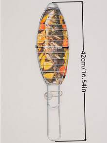1/2/4pcs Portable Stainless Steel Fish Grill Rack With Long Handle Grill Basket, Sturdy And Durable Structure, Suitable For Grilling Whole Fish, Fish Fillets, Seafood, Vegetables, Great For Outdoor BBQ, Camping, Picnic, Party, Summer Cooking, Prevents Food From Falling, Easy To Carry - 預設 - 查看 8