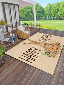 1 pièce Paillasson d'accueil de printemps/été Lapin de Pâques et œufs - Tapis de bain en coton 2D imprimé antidérapant doux avec un design de lapin coloré, convient pour la salle de bain, la cuisine, le salon - Tapis lavable - Idéal pour une maison de plage ou une décoration d'intérieur moderne - Tapis en coton tricoté carré avec une texture douce, assurant la et le confort - Convient pour diverses occasions et décorations d'intérieur - Multicolore - Voir 6