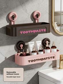 Sugkoppsborrfritt förvaringsställ, badrumsmöbelorganisatör - Multifärgad - Visa 2