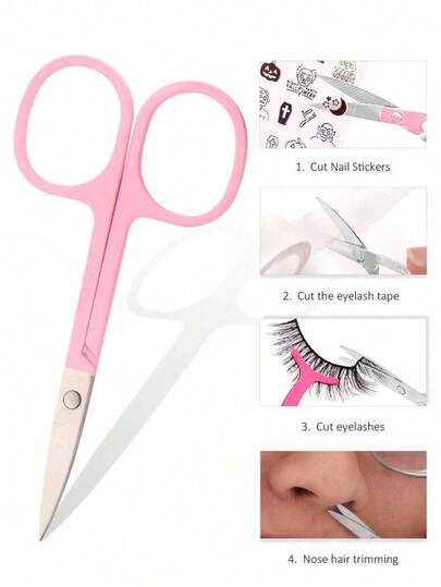 Stainless Steel Beauty Scissors, Professional Eyebrow, False Eyelash Trimmer, Can Trim Nose Hair, Beard, Eyebrows, Facial Fine Hair, Multi-Functional Makeup Tool, Household Portable, Easy To Use, Vanity Table Essential, Affordable Wholesale, Holiday Gift