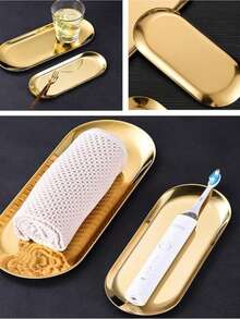 1 tavă de servire metalică în formă de ovală, potrivită pentru fructe, desert, gustări, salate, prăjituri, aplicabilă pentru restaurant și bucătărie, poate fi așezată pe masa de sufragerie, ideală pentru sezonul de întoarcere la școală - Multicolor - Vizualizare 10