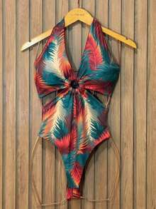 Premium Beach Cover-Up Set: Bodysuit, Swimsuit, And Pareo - Tropical Zafira Print - View 3