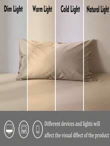 1pc Beige Pillowcase, Soft & Comfortable Bedding, Available In Multiple Colors, Suitable For Dorm Room Or Home Decor, Machine Washable Without Filling - Khaki - View 4