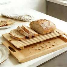 Zweischichtige Bambus Brotschneidebrett mit Krümelschublade, Holz Brotschneider mit Griff, geeignet für selbstgemachtes Brot, Toast, Krümelsammlung Küchen-Arbeitsplatten Brotaufbewahrungsschale - 1PC - Übersicht 8