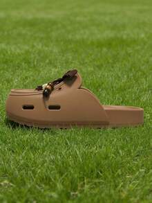 1 Pasang Sandal Selop Wanita Serbaguna, Sol Tebal EVA, Desain Anti Selip, Sandal Kasual Datar, Cocok untuk Musim Semi/Panas - Coffee Brown - View 6