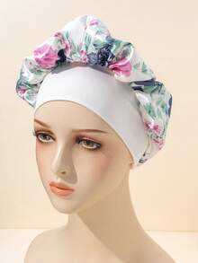 GARASSACC 1 chiếc mũ trùm tóc bằng satin in hình bướm cỡ lớn dành cho nữ, mũ bảo vệ tóc dùng trong làm đẹp và trang điểm. - Nhiều màu - Xem 9