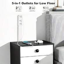 5in 1 Telescopic Outlet Extender With 2 AC Outlets, USB-A And USB-C Ports | 180° Rotating Wall Plug, Ideal For Hard-To-Reach Areas Behind Nightstands, Sofas And More - 美規B型插(110-127V) - 查看 4