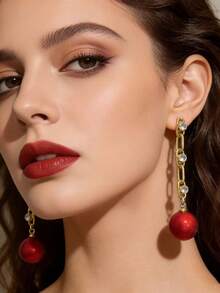 1对经典几何耳钉，时尚百搭 - 金色 - 查看 7