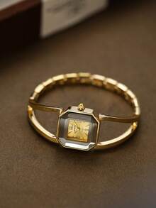 Golden Square Women's Quartz Watch Is Fashionable Exquisite And Elegant Suitable For Daily Wear Gifts Casual Gatherings - Gold - View 2