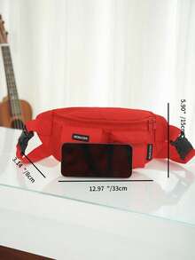 Bolsa de cintura de unicolor minimalista para hombres - Rojo - Ver 2