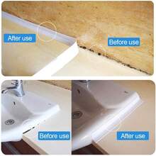 1pc Plastic White Waterproof And Mildew-Proof Sealing Tape, 59-Inch Length, Kitchen And Bathroom Gap Cover, Wall Corner Line Sticker, Cuttable Adhesive Strip For Home Improvement - Sealing Tape - View 3