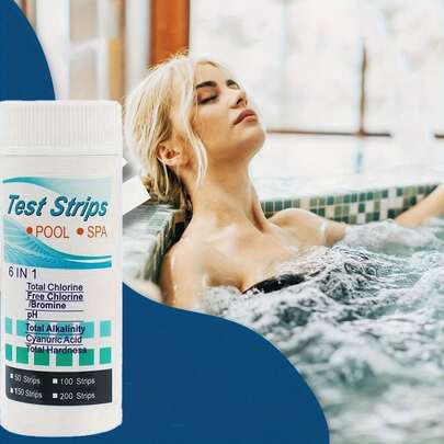 50pcs/100pcs 6-In-1 Pool & Spa Water Test Strips, Combining Precision, Ease Of Use, And Comprehensive Testing, Designed To Help You Maintain A , Clear, And Balanced Swimming Environment With Minimal Effort