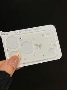 可爱相机镜头保护膜 3D蝴蝶结水晶玻璃保护贴 兼容 17 Pro Max 17 Pro 春季礼物 - 蝴蝶結鑽 - 查看 1