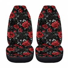 Skull Mushroom Print Car Front Seat Covers,Universal Car Seat Cushion Set,Suitable For Cars, SUVs, And Trucks,Perfect For Holiday Gift Or Special Occasion Present. - Mạng nhện hoa hồng đỏ - Xem 5