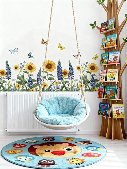 1pc Removable Wallpaper [Flowers, Birds, Deer] Decoration For Boys/Girls Room, Nursery, Living Room, Bedroom, Window - Cute Creative Wall Art Decor For Children